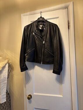 Coach Black Leather Moto Jacket - Women